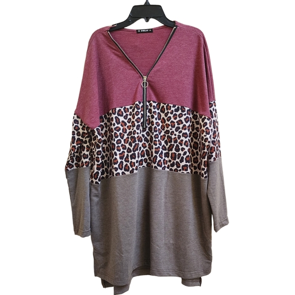 sheilay Tops - 24. SHEILAY  OMBRE ANIMAL PRINT LONGSLEEVE TUNIC SIZE SMALL